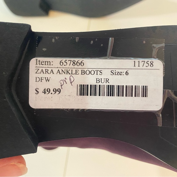 Women’s ZARA Pointed Toe Zipper Booties -Maroon/plum -Size EU 36 us 6 NWOB - Picture 11 of 11